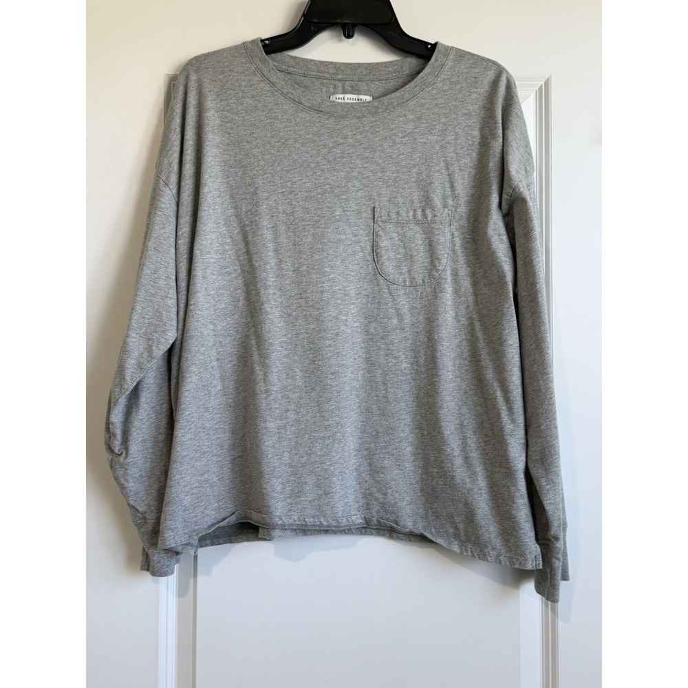 Free Assembly Heather Gray Oversized Long Sleeve Pocket T-shirt Size XL